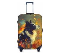 Copribagagli da viaggio con Border Collie, in campagna autunnale, elastico, per valigie, 45-81 cm, Nero, Small