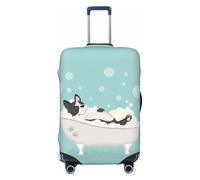 Copribagagli da viaggio con bulldog francese che si fa il bagno, copertura elastica per valigie da 45,7 a 81,7 cm, Nero , M
