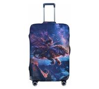 Copribagagli da viaggio con cielo stellato femmina cavaliere tigre - Copertura elastica per valigie da 45,7 - 81,7 cm, Nero , L