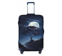 Copribagagli da viaggio con cielo stellato, luna e albero, protezione elastica per valigie, 45-81 cm, Nero , S
