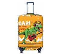 Copribagagli da viaggio con dinosauro che suona la chitarra, elastico, per valigie, 45-81 cm, Nero , S