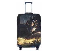 Copribagagli da viaggio con drago addormentato nella foresta, protezione elastica per valigie, 45-81 cm, Nero , M