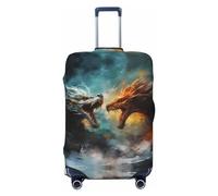 Copribagagli da viaggio con dragone bianco e rosso schizzo - Copertura elastica per valigie da 45,7 - 81,7 cm, Nero , L