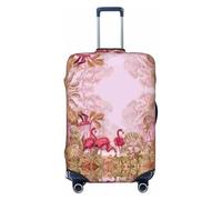 Copribagagli da viaggio con fenicotteri nella foresta tropicale - Elasticità coperture per valigie protettive per bagagli 45-81 cm, Nero , L