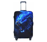 Copribagagli da viaggio con fiamme e leone blu ruggente - Copertura elastica per valigie da 45,7 - 81,7 cm, Nero , S
