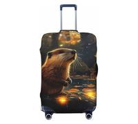 Copribagagli da viaggio con foglie d'acero autunnali lungo il fiume, elastiche, per valigie, 45-81 cm, Nero , L