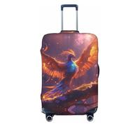 Copribagagli da viaggio con illustrazione di uccelli fantasy, copertura elastica per valigie, 45-81 cm, Nero , L