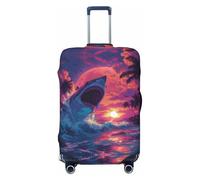 Copribagagli da viaggio con isola hawaiana e squalo, protezione elastica per valigie, 45-81 cm, Nero , L
