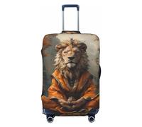 Copribagagli da viaggio con leone che medita nella giungla - Copertura elastica per valigie da 45,7 - 81,7 cm, Nero , XL