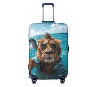 Copribagagli da viaggio con leone hawaiano che nuota - Copertura elastica per valigie da 45,7 - 81,7 cm, Nero , S