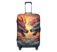 Copribagagli da viaggio con motivo a onde colorate e testa di drago, elastiche, 45,7 - 81,7 cm, Nero , L