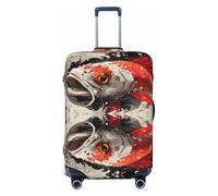 Copribagagli da viaggio con motivo astratto rosso Koi Fish Art - Elasticità per valigie, protezione per bagagli 45-81 cm, Nero , L