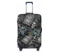 Copribagagli da viaggio con motivo di lapidi con triste mietitore, coperture elastiche per valigie, protezione per bagagli da 45,7 a 81,7 cm, nero, Small