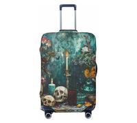 Copribagagli da viaggio con motivo floreale barocco e natura morta - Elasticità per valigie, protezione per bagagli 45-81 cm, Nero , L