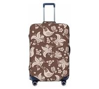 Copribagagli da viaggio con motivo floreale e uccellini marroni, elastici, per valigie, 45-81 cm, Nero , S