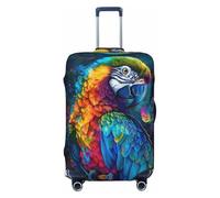 Copribagagli da viaggio con pappagallo colorato e sogno della giungla, copertura elastica per valigie, 45-81 cm, Nero , L