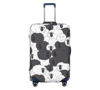 Copribagagli da viaggio con pecore bianche e nere, elastiche, per valigie, 45-81 cm, nero, X-Large