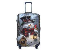 Copribagagli da viaggio con pupazzo di neve natalizio, elastico, per valigie, 45-81 cm, Nero , L