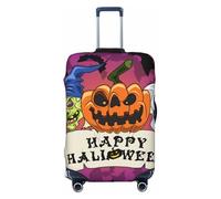 Copribagagli da viaggio con scritta "Halloween Happy and Fun", elastico, 45-81 cm, Nero , M