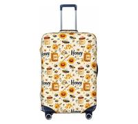 Copribagagli da viaggio con stampa di api girasoli e miele, copertura lavabile per valigie per bagagli 45-81 cm ad alta elasticità, Nero , x-large