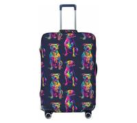 Copribagagli da viaggio con stampa di graffiti neon Pitbull, lavabile, copertura protettiva per bagagli 45-81 cm ad alta elasticità, Nero , S