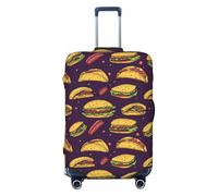 Copribagagli da viaggio con stampa di hamburger e prosciutto, lavabile, per valigie, 45-81 cm, alta elasticità, nero, X-Large