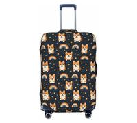 Copribagagli da viaggio con stampa di un simpatico cane arcobaleno e stelle, lavabile, copertura per valigie per bagagli 45-81 cm, alta elasticità, Nero , L