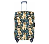 Copribagagli da viaggio con stampa floreale tropicale labrador, lavabile, copertura protettiva per bagagli 45-81 cm alta elasticità, Nero , x-large