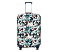 Copribagagli da viaggio con stampa graffiti sci, copertura lavabile per valigie per bagagli 45-81 cm alta elasticità, Nero , L