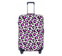 Copribagagli da viaggio con stampa leopardata rosa carino ed elegante - Elasticità Valigie Coperture per bagagli 45-81 cm, Nero , L
