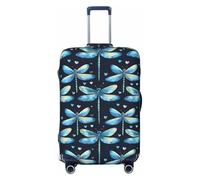 Copribagagli da viaggio con stampa libellula verde, lavabile, copertura per valigie per bagagli 45-81 cm ad alta elasticità, Nero , x-large