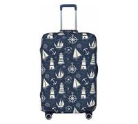 Copribagagli da viaggio con stampa nautica marinaio, lavabile, copertura protettiva per bagagli 45-81 cm ad alta elasticità, Nero , M