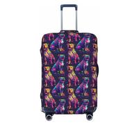 Copribagagli da viaggio con stampa Neon Art Pitbull, copertura lavabile per valigie per bagagli, 45-81 cm, alta elasticità, Nero , L
