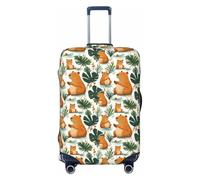 Copribagagli da viaggio con stampa tropicale con porcellino d'India, lavabile, copertura protettiva per bagagli 45-81 cm di alta elasticità, Nero , x-large