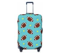 Copribagagli da viaggio con stelle del football americano e rugby, colore blu, elastiche, per valigie, 45-81 cm, Nero , S