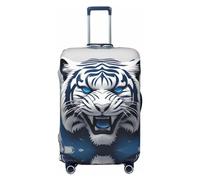 Copribagagli da viaggio con tigre bianca e blu 3D - Elasticità per valigie, protezione per bagagli 45-81 cm, Nero , L
