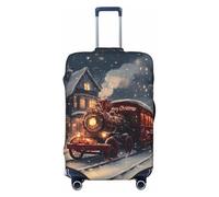 Copribagagli da viaggio con treno retrò natalizio - Copertura elastica per valigie da 45,7 - 81,7 cm, Nero , L