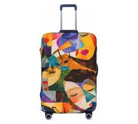 Copribagagli da viaggio con volti musicali astratti - Elasticità coperture per valigie protezione per bagagli 45-81 cm, Nero , M