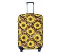 Copribagagli da viaggio estetico giallo leopardo girasoli - Elasticità coperture per valigie protezione per bagagli 45-81 cm, Nero , S