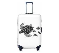 Copribagagli da viaggio - Famiglia di tartarughe marine elastiche coperture protettive per bagagli 45-81 cm, Nero , x-large