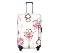 Copribagagli da viaggio graffio Coprivaligia con chiave medievale e fiocco rosa, da 18 a 32 pollici, protezioni for valigie(S)
