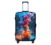 Copribagagli da viaggio in colori rosso e blu, motivo arte moderna, elastici, per valigie, 45-81 cm, Nero , S