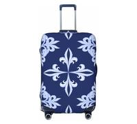Copribagagli da viaggio in stile siciliano con stampa blu navyblue - Elasticità coperture per valigie protettive per bagagli 45-81 cm, nero, Small