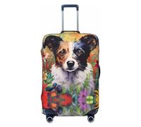 Copribagagli da viaggio per cani con fiori colorati - Copertura elastica per valigie da 45,7 - 81,7 cm, nero, Large