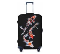 Copribagagli da viaggio - Tricolore Koi Fish Trio Elasticità Copertura per valigia Protector per bagagli 45-81 cm, Nero , S