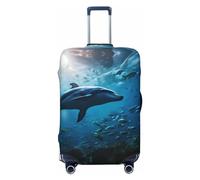 Copribagagli per scuola e viaggio con delfino oceano, protezione elastica per valigie, 45-81 cm, Nero , L