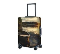 Copribagaglio da viaggio Coprivaligia elastico Barca sulla riva del lago Copribagagli Coperture protettive per bagagli da viaggio Copertura decorativa per bagagli antigraffio per adulti (18-32 polli
