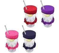 Copribevande Anti-Puntura In 4 Pezzi, Copribevande Elastici per Colon, Drink Protector Scrunchie, Coperchi per Tazze Riutilizzabili, Copritazze con Fori per Cannuccia