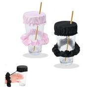 Copribevande Elastico Anti-Picco,2 Pezzi Scrunchie Protettivi per Bevande Riutilizzabili Anti Spike Coperture Scrunchie Cup Elastici Copri Bevande Per Spiaggia,Bar,Feste,Bevande,Serate Fuori