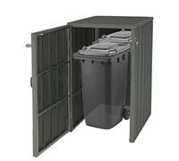 Copribidone box spazzatura rifiuti HWC-J28 Premium XL 105x80x117cm acciaio WPC grigio